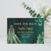 Emerald Green Gold Quinceanera Save The Date (Staand voorkant)