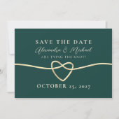 Emerald Green Gold Rope Heart Bewaar de datum Save The Date (Voorkant)