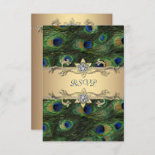 Emerald Green Gold Royal Indian Peacock RSVP (Voorkant / Achterkant)