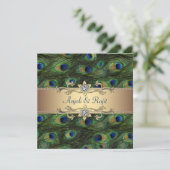 Emerald Green Gold Royal Indian Peacock Wedding Kaart (Staand voorkant)