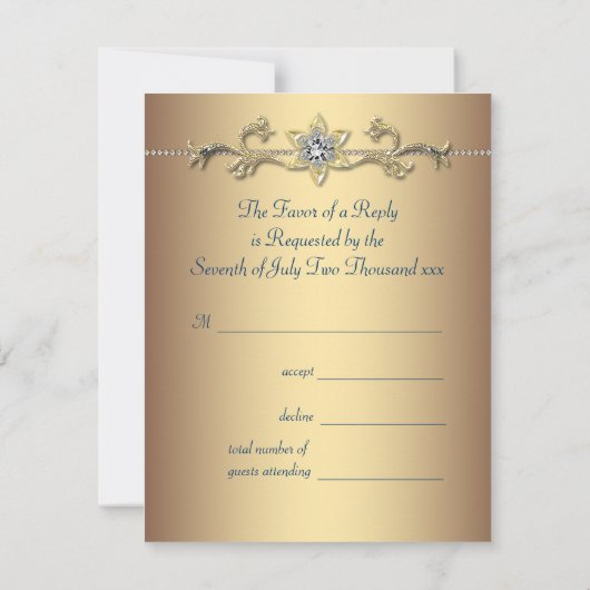 Emerald Green Gold Royal Indian Peacock Wedding RSVP Kaartje (Achterkant)