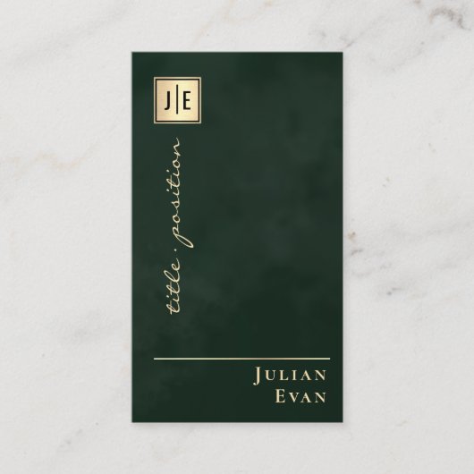 Emerald Green & Gold Scannable QR Code Monogram Visitekaartje (Voorkant)