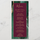 Emerald Green Gold Script Burgundy Wedding Menu (Devant)