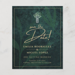 Emerald Green Gold Text Gypsophila Wedding Flyer