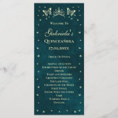 Emerald Green Gold Tiara Butterflies Quinceañera Programma (Voorkant)