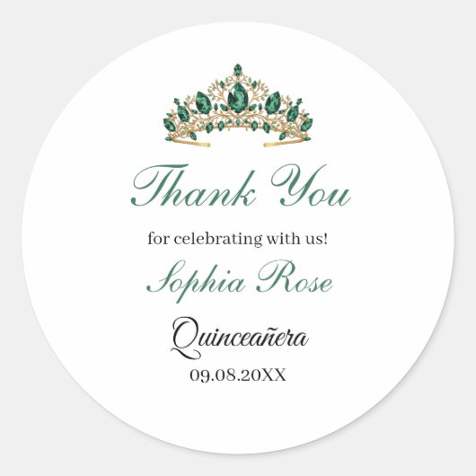 Emerald Green Gold Tiara Quinceañera Sticker (Devant)