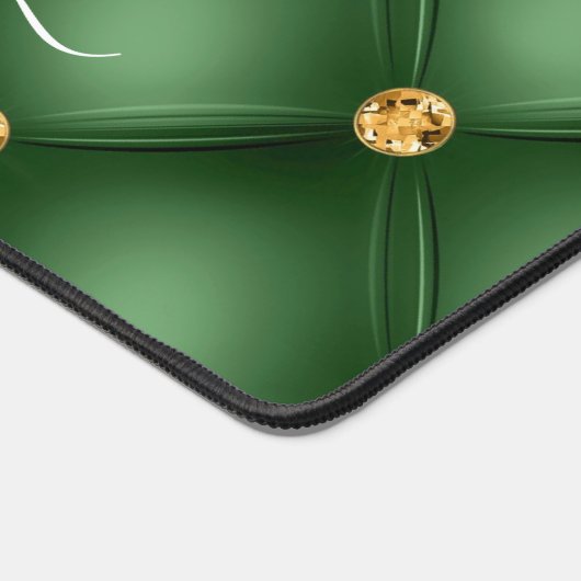 Emerald Green Gold Tuft Desk Mat avec nom personna (Coin)