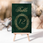 Emerald Green Gold Victorian Wedding table number Kaart