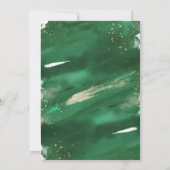 Emerald Green & Gold Waterverf Wedding Invitation Kaart (Achterkant)