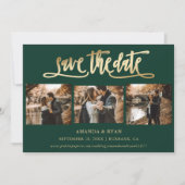 Emerald Green Gold Wedding 4 Foto Save the Date (Voorkant)