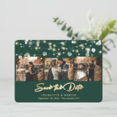 Emerald Green Gold Wedding 4 Foto Save the Date (Staand voorkant)