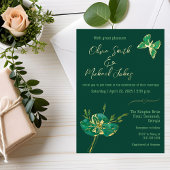 Emerald green gold Wedding Invitation