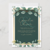 Emerald Green Gold Wedding Invitations numérique (Devant)
