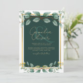Emerald Green Gold Wedding Invitations numérique (Debout devant)