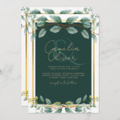 Emerald Green Gold Wedding Invitations numérique (Devant / Derrière)