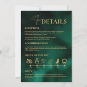 Emerald Green & Gold Wedding Order of Events Kaart (Voorkant)