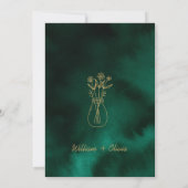 Emerald Green & Gold Wedding Order of Events Kaart (Achterkant)