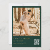 Emerald Green Gold Wedding QR Code Fotoscript Kaart (Achterkant)