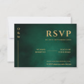 Emerald Green & Gold Wedding QR Code RSVP Kaartje (Voorkant)