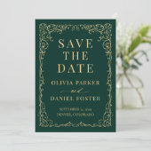 Emerald Green Gold Wedding Save the Date (Staand voorkant)