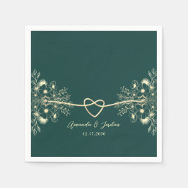 Emerald Green Gold Wedding Servet
