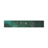 Emerald Green & Gold Wildflowers Monogram Wedding Uitnodigingen Wikkel (Vlak)