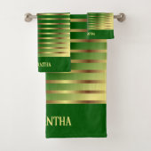 Emerald Green Golden Stripes Nom géométrique (En situation)