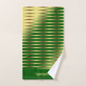 Emerald Green Golden Stripes Nom géométrique (Serviette à main)