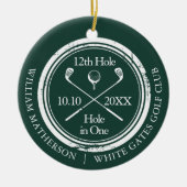 Emerald Green Golf Hole in One Retro Personalized Keramisch Ornament (Voorkant)
