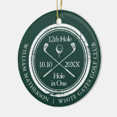 Emerald Green Golf Hole in One Retro Personalized Keramisch Ornament (Links)