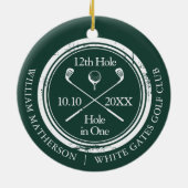 Emerald Green Golf Hole in One Retro Personalized Keramisch Ornament (Achterkant)