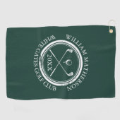 Emerald Green Golfer En Club Naam Datum Golfhanddoek (Horizontaal)