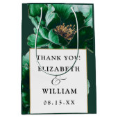 Emerald Green Goud Bloemen Moderne bruiloft Dank u Medium Cadeauzakje (Voorkant)