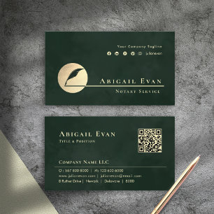 Emerald Green Gouden Veer Logo Notaris Dienst Visitekaartje