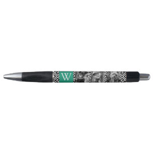 Emerald Green Greek Key en Monogram Photo Collage Pen