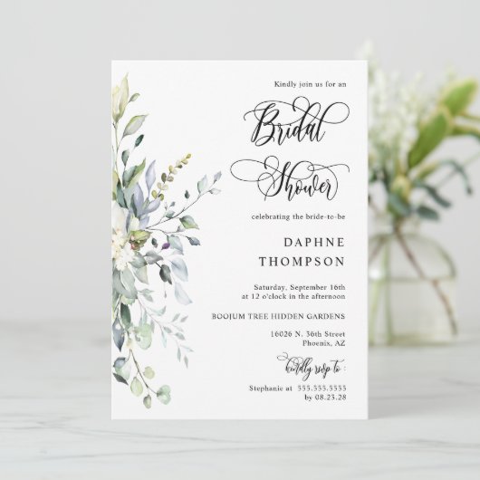 Emerald Green Greenery Vrijgezellenfeest QR Code F Kaart (Staand voorkant)