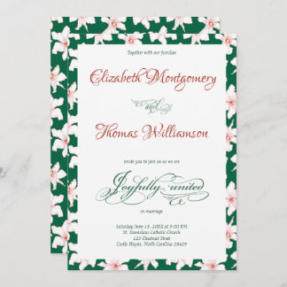 Emerald Green Hand Drawn Floral Wedding Invitation Kaart