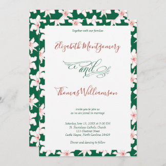 Emerald Green Hand Drawn Floral Wedding Invitation Kaart
