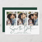 Emerald Green Handwrite Wedding Save the Date (Voorkant / Achterkant)