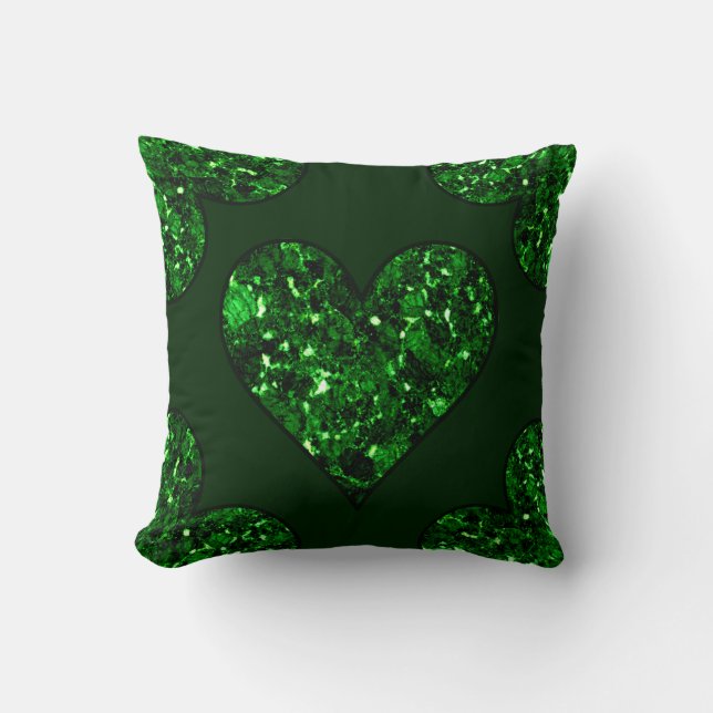Emerald Green Heart Kussen (Voorkant)
