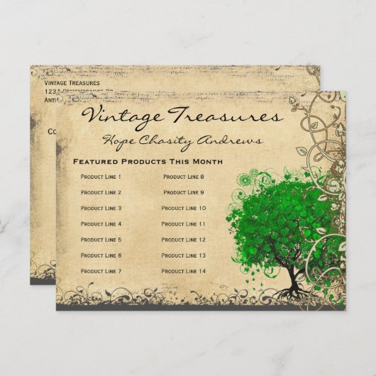 Emerald Green Heart Leaf Tree Save the Date Aankondigingskaart (Voorkant / Achterkant)