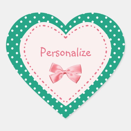 Emerald Green Heart met naam Hart Sticker (Voorkant)