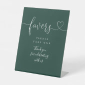 Emerald Green Heart Script Favorieten Reclamebord Met Voetstuk (Voorkant)