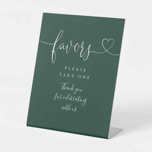 Emerald Green Heart Script Favorieten Reclamebord Met Voetstuk (Voorkant)
