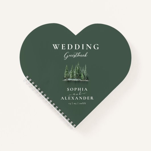 Emerald Green Heart Shape Wedding Guestbook Notitieboek (Voorkant)