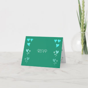 Emerald Green Hearts Mariage Réception Carte RSVP