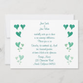 Emerald Green Hearts Wedding Invitation Kaart (Achterkant)