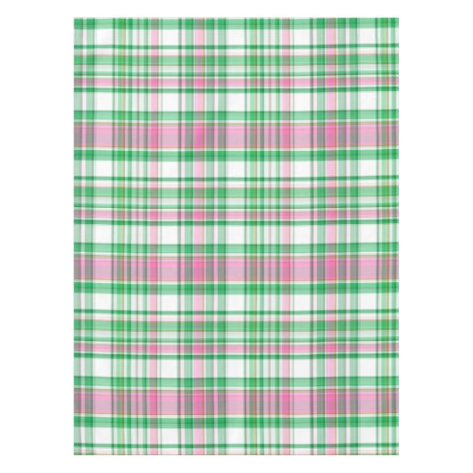 Emerald Green, Hot Pink, White Preppy Madras Pset Tafelkleed (Voorkant)