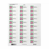 Emerald Green Hot Pink Wht Preppy Madras Monogram Etiket (Full Sheet)
