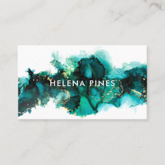 Emerald Green Jewel Modern Abstract Ink Business C Visitekaartje